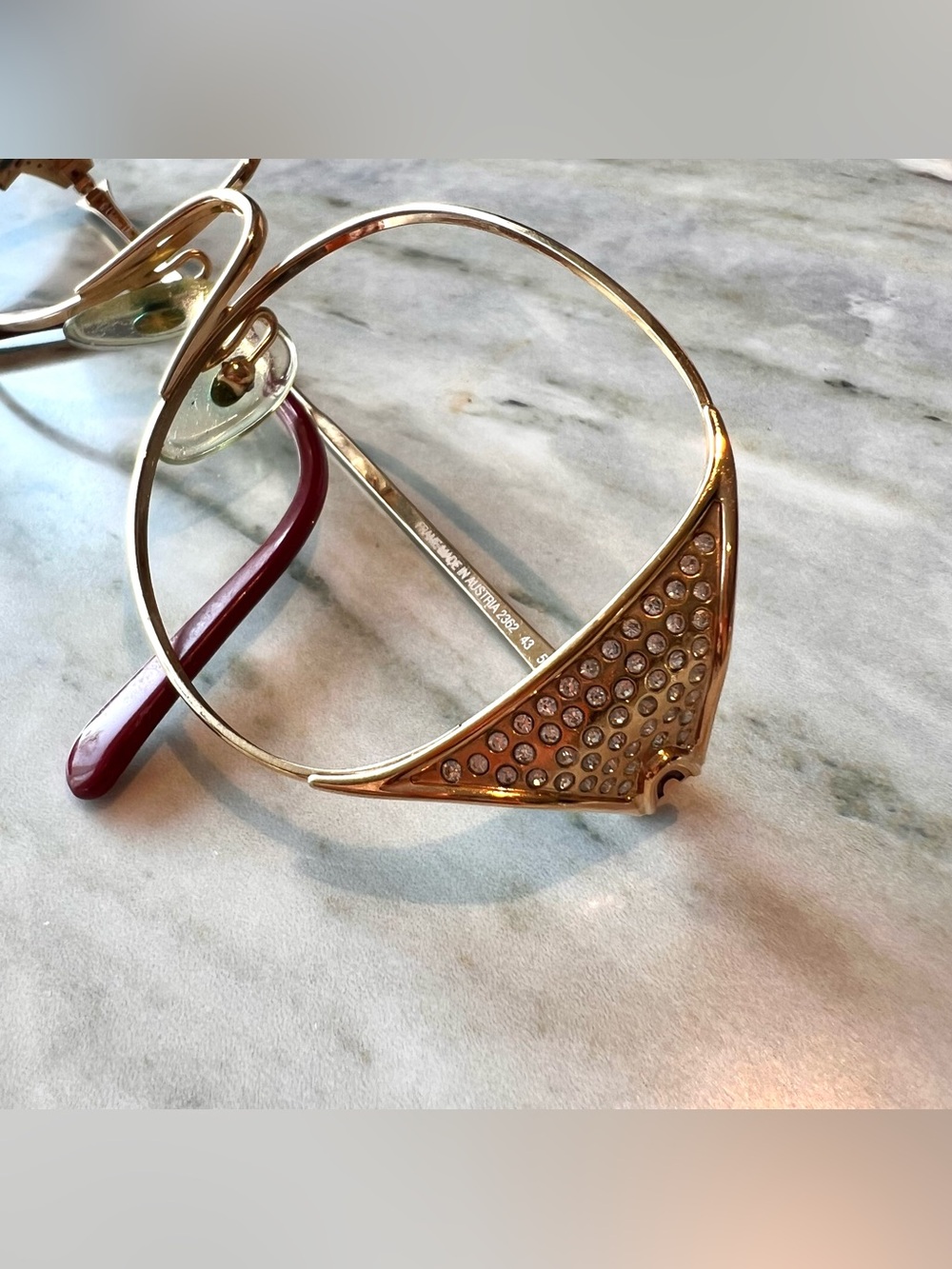 Christian Dior Vintage 1980s Gold Rhinestone Oversized Eyeglass Made in Austria - Picture 11 of 14